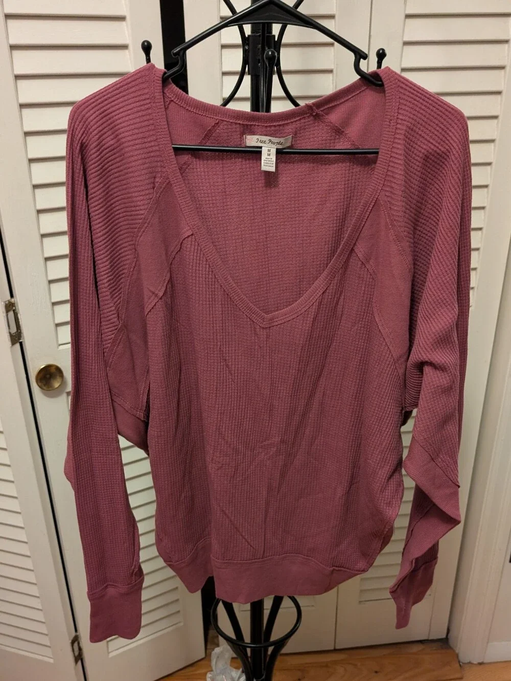 Free People Mauve Waffle Knit Top Size Medium